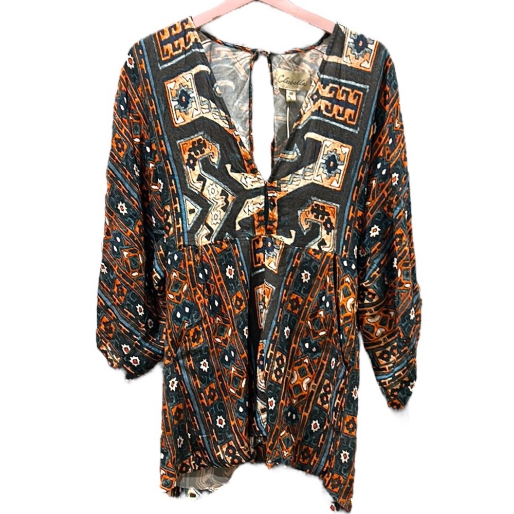 NWT Cleobella Aztec Print Cutout 3/4 Sleeve Romper - XS